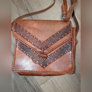 Handmade Mexican Brown Leather Crossbody Bag